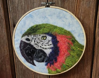 Needle Felted Parrot Wall Art