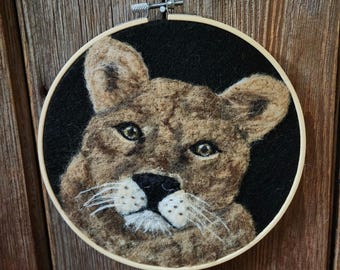 Needle felted Lion Wall Art