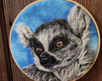 Needle Felted Lemur Wall art