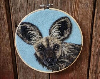 Needle Felted African Dog Wall art