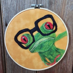 Needle Felted Frog Wall art