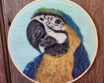 Needle Felted Parrot Wall Art