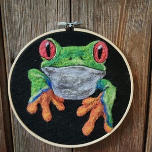 Needle Felted Frog Wall art