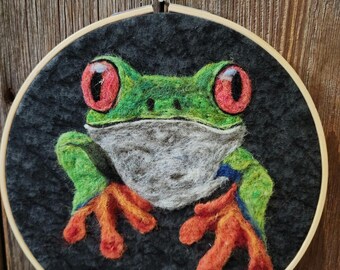 Needle Felted Frog Wall art