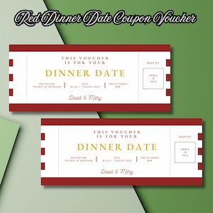 Voucher rode dinerdatum bewerkbare tekst, afdrukbaar, gepersonaliseerd ticketcertificaat, cadeau-idee Valentijnsdag, INSTANT DOWNLOAD