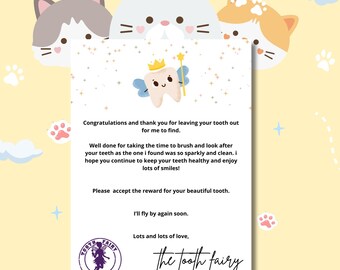 Tooth Fairy Letter & Receipt | Tooth Fairy Pillow Accessory | Printable First Tooth Certificate - Instant Download for Kids' Keepsakes