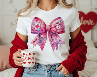 Nurse Bow PNG, Nurse Coquette PNG, Valentines Nurse Png, Nurse Ribbon Png, Stethoscope Coquette PNG, Valentines Coquette Png, Nurse Design
