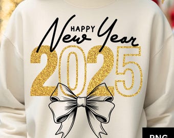 Happy New Year SVG PNG, New Year's Eve Svg, Coquette Bow Svg, New Year Crew Svg, Svg Files for Cricut, Silhouette Files, Cheers SVG Designs