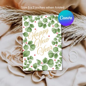 Happy New Year Card – Christmas Printable Card, New Year Gift, Holidays Greeting Card, Instant Download New Year Greetings for Celebration