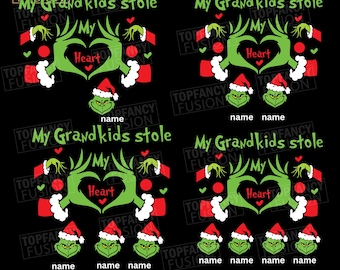 My Grandkids Stole My Heart Shirt Custom Grandma Christmas Shirt Family Xmas Trip Tee with Grandkids Names Perfect Holiday Gift