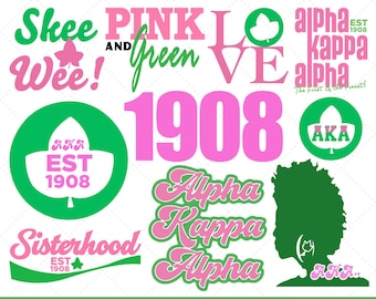 También conocido como Svg, paquete Alpha Kappa Alpha SVG PNG / Letras griegas, SVG de 1908, también conocido como diseños de camisetas / Perfecto para proyectos personalizados con archivos de corte Cricut