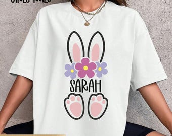 Personalised Bunny Name Frame SVG Easter Bunny Ears PNG &Split Monogram SVG Custom Easter for Kids Cut File for Cricut Digital Download