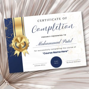 Abschlusszertifikat VorlageDruckbares Kurszertifikat | Bearbeitbarer Beauty Award Canva-Zertifikat, professionelle und stilvolle Anerkennung