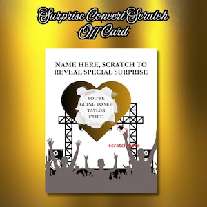 Carte à gratter concert surprise, cadeau d'anniversaire concert à gratter, carte concert surprise, vous allez voir, grattez pour révéler la surprise