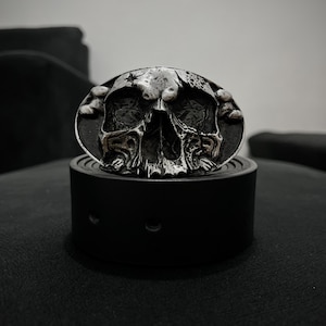 Jawless Big Skull Crossbones Belt Buckle – Heavy-Duty Gothic Biker Accessory for Men, Unique Statement Piece