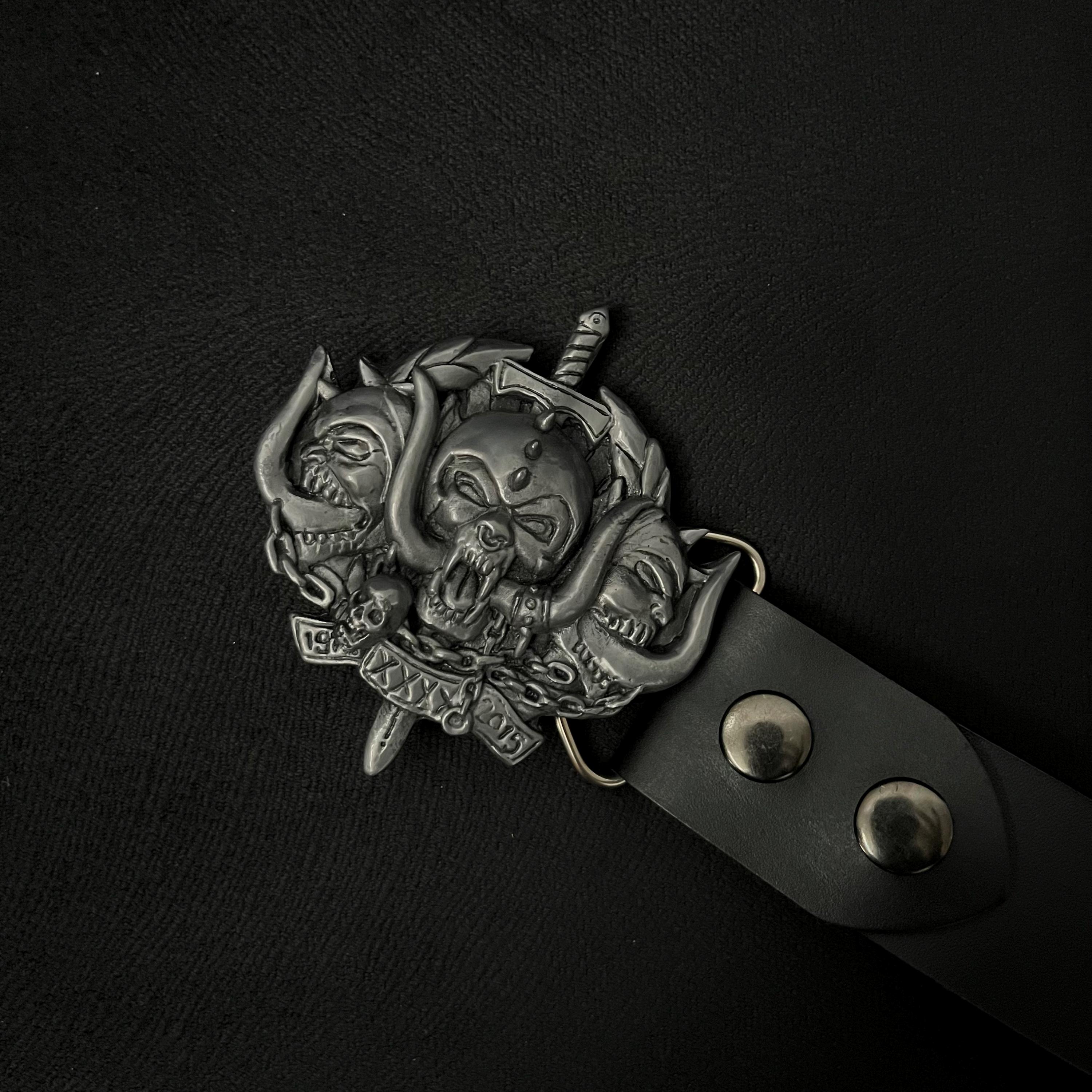 VTG Gothic Skull & Crossbones Coiled Cobra Belt Buckle Heavy Metal Rocker Style Vintage Skull & Crossbones Belt Buckle - Black Metal Gothic  main image 3