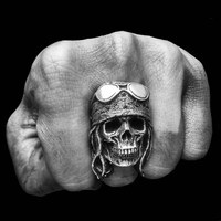 Biker Skull Rock Ring main image 1