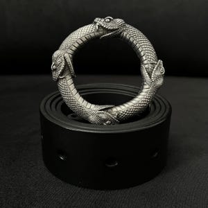 Ouroboros Snake Belt Buckle – Viking Pewter Serpent Buckle, Gothic Norse Mythology Accessory, Handmade Gift for Him & Her