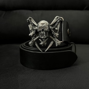 Metalen schedelgesp – geïnspireerd op thrashmetallegendes, vintage rockeraccessoire, cadeaus voor mannen en vrouwen