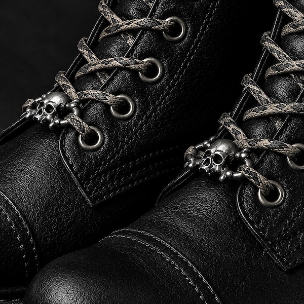 Pewter Skull Lace Lock, Gothic Shoelace Charm