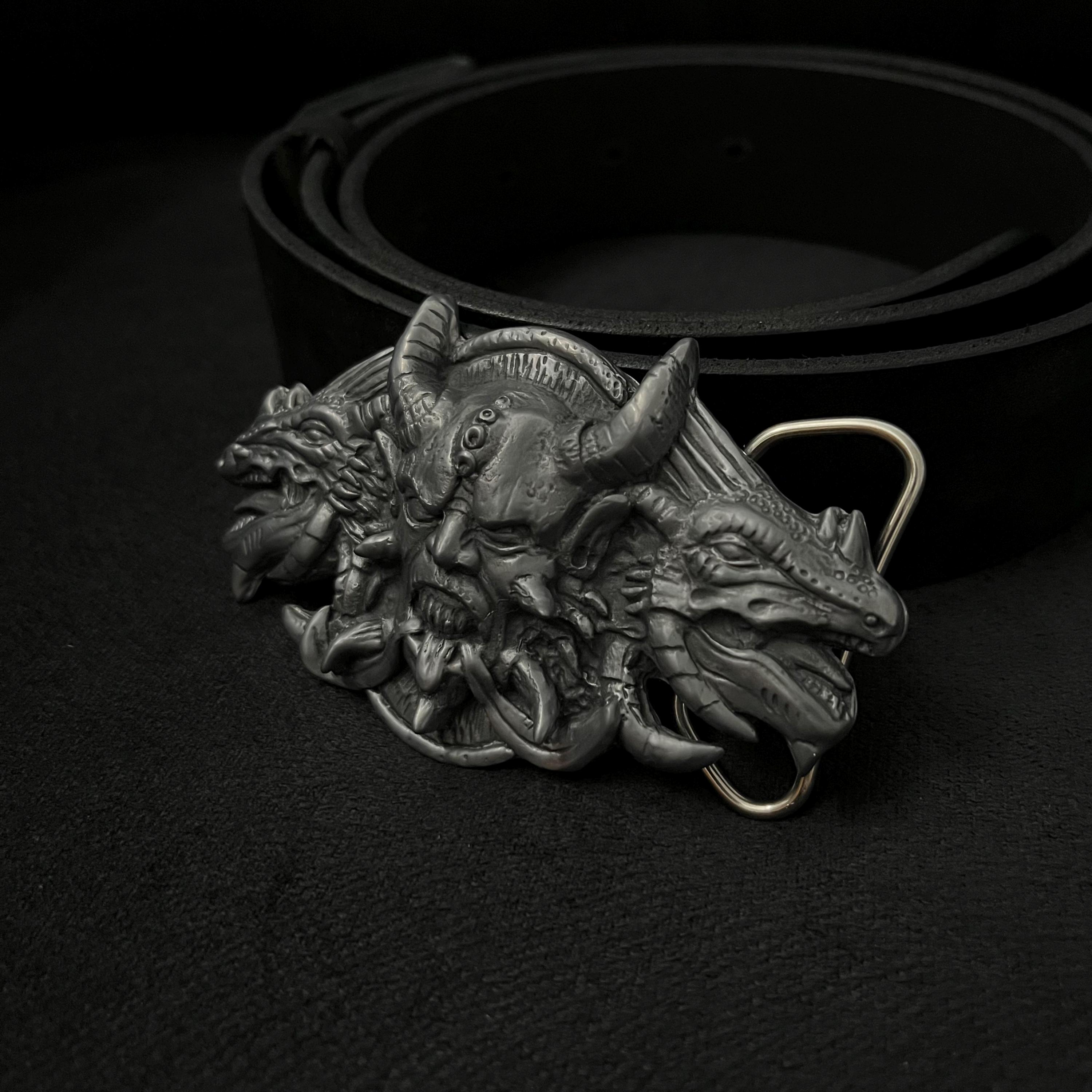 【紅子】Snake frame belt a maiden devil Demon Hell Belt Buckle | Gothic Devil Design | Heavy Metal Punk