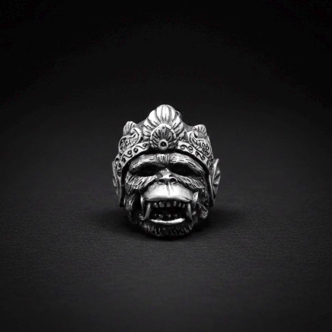 Hanoman Skull Ring: Powerful Balinese Warrior Gothic Statement Jewelry ...
