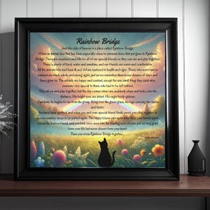 Cat Rainbow Bridge afdrukbare, huisdier verlies herdenking kunst aan de muur, kat eerbetoon kunst aan de muur, kat verlies afdrukbare, kat Memorial digitale download