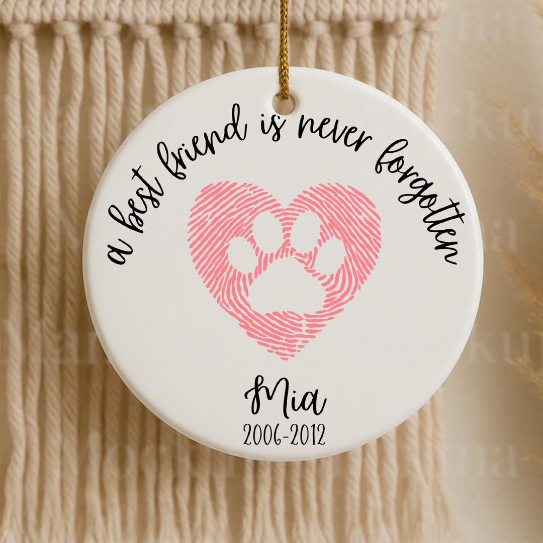 Personalized Pet Memorial Ornament, Paw Print Heart Keepsake - Etsy