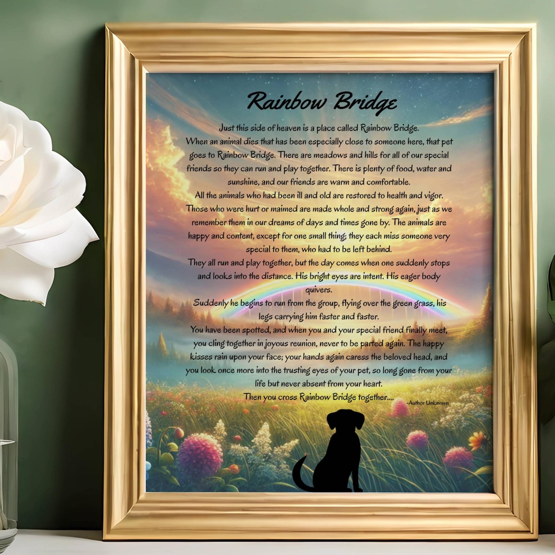 Dog Rainbow Bridge Poem Print, Pet Loss Memorial Art (digital Download ...