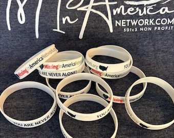 Vermisst in Amerika Netzwerk Armband, Armreif, Missing Child, Missing Woman, Missing Man, man ist nie allein, unterstützen, finden, helfen