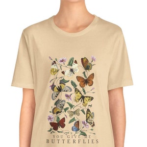 You Give Me Butterflies, Vintage Butterfly TShirt, Butterfly Lovers Tee, Botanical, Nature Shirts, Butterfly Floral Shirt