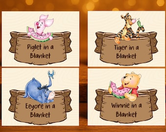 Editable Winnie the Pooh Food Tent Cards, Baby Shower Decor (Digital Download)