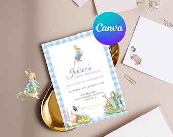 Classic Peter Rabbit Birthday Invitation, Digital Invite