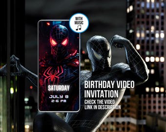 Spiderman Birthday Video Invitation | Editable Canva Template (Digital)
