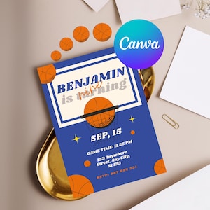 Basketball Birthday Invitation, Editable Basketball Party Invite Template, Sports Theme Birthday, Printable Basketball Birthday #0045