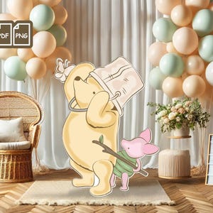 Recortes clásicos de Winnie The Pooh para baby shower, decoraciones recortables de tablero de género neutro, accesorios imprimibles para fiesta de osito Pooh, digital B1 n.° 0069