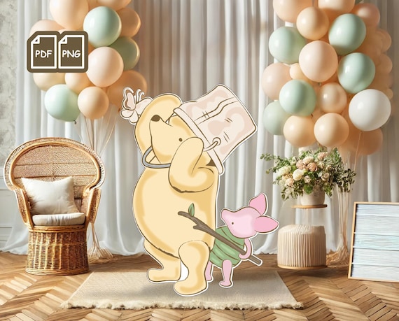 Classic Winnie The Pooh Baby Shower Cutouts, Gender Neutral Board Cutout Decorations, Printable Pooh Bear Party Props, Digital B1 #0069