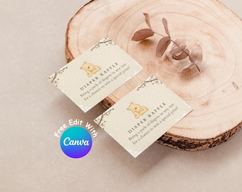 Boleto de rifa de pañales de Winnie the Pooh para baby shower de género neutro (imprimible)