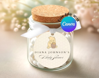 Winnie The Pooh Baby Shower Favor Tags, Honeycomb Design (Printable)