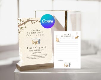 Winnie The Pooh Time Capsule Sign and Cards, Baby Shower Keepsake (Digital Download)