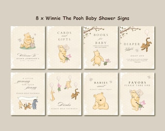 Set di insegne per baby shower di Winnie the Pooh, decorazioni vintage di Pooh (stampabili)