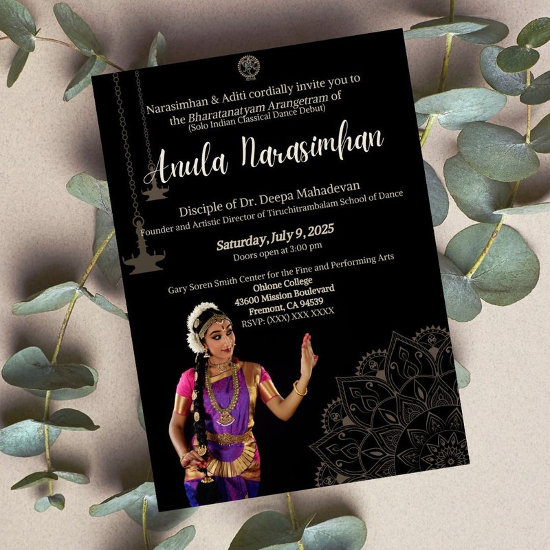 Bharatanatyam Invitation Template Etsy