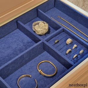 Custom trays for jewelry, jewelry organizer for drawers, velvet drawer insert, storage box, display tray, personalization options