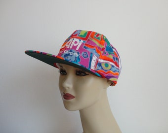 VINTAGE 90s baseball TRUCKER hat cap - 90s rainbow trucker hat - adjustable snapback - unisex one size fits most hat - api supply company