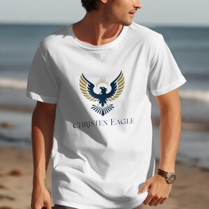 Bold Eagle Logo T-Shirt, Unique Christen Eagle Design, Eye-catching Graphic Tee, Stylish and Comfortable Shirt, Perfect Gift Idea