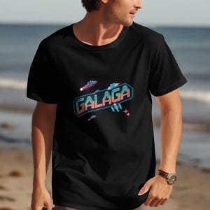 Retro Galaga T-Shirt, Vintage Arcade Game Tee, Classic Gaming Shirt, Retro Gamer Gift, 80s Video Game T-Shirt, Nostalgic Gamer Apparel