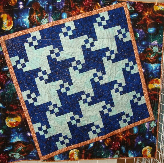 Spinning Star Quilt Solar System Colorful Wall Hanging Or Lap Quilt