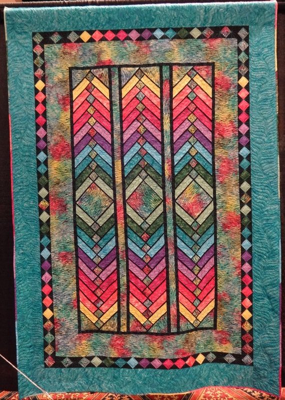 French Braid Stain Glass Jewels Quilt