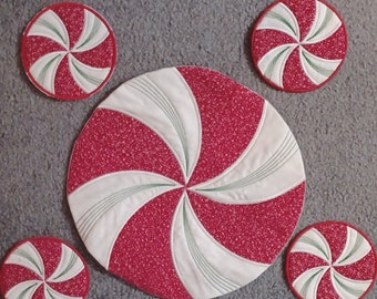 Peppermint Trivet and Coasters