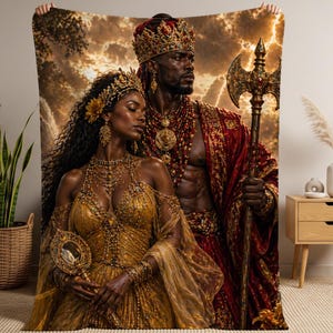 Oshun and Shango Blanket, Yoruba Power Couple Throw Blanket, Orisha Home Decor, Santeria Gift, Lukumi Blanket, Spiritual Bedding